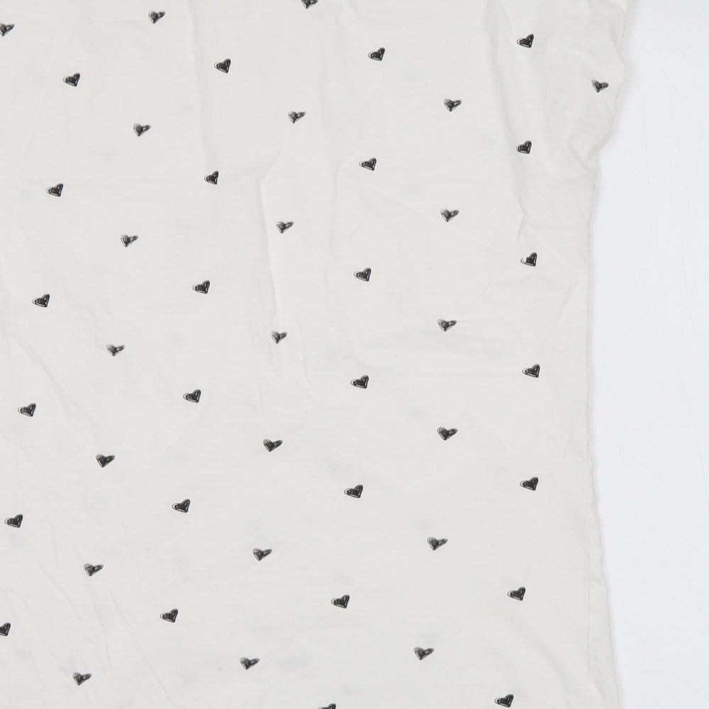 Miso Womens White Geometric Cotton Basic T-Shirt Size 18 Round Neck - Love Heart