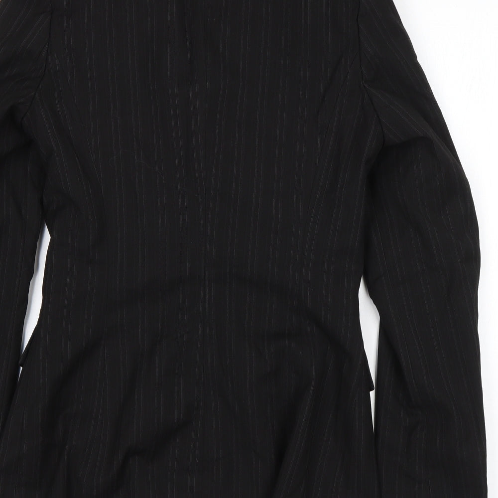Slater Womens Black Striped Polyester Jacket Suit Jacket Size 6