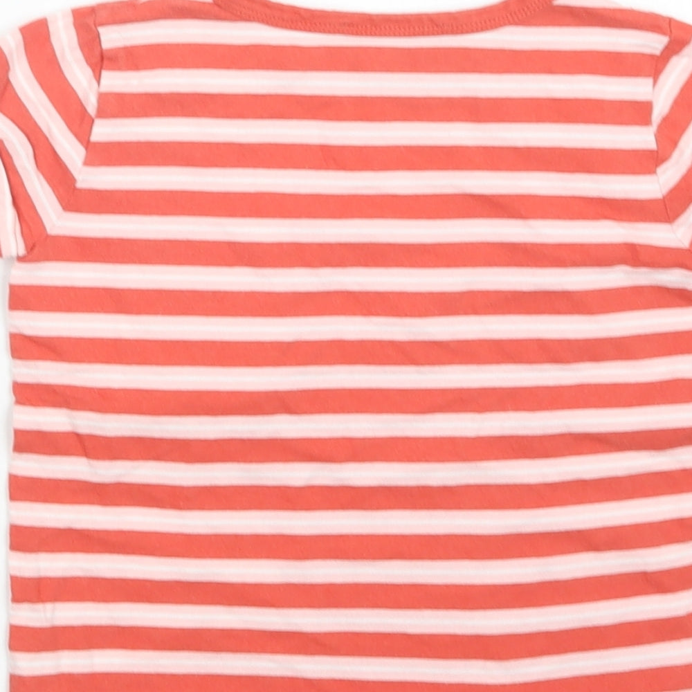 Enfant Terrible Girls Red Striped Cotton Basic T-Shirt Size 3-4 Years Crew Neck - Flamingo