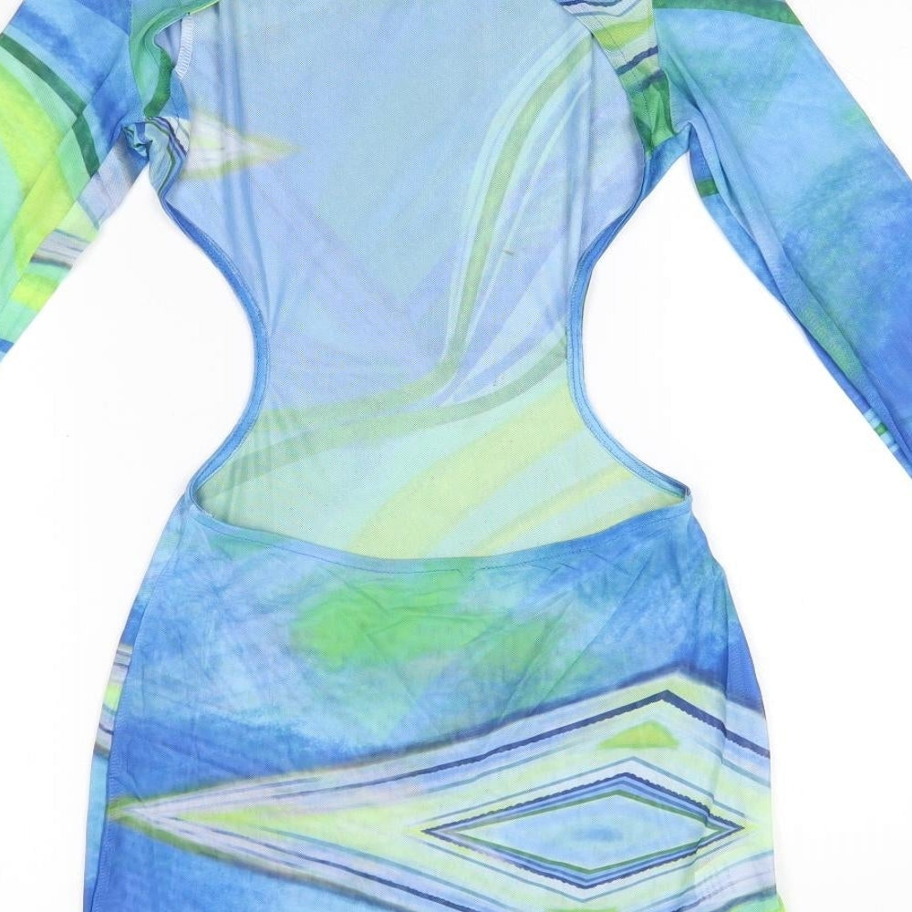 SheIn Womens Multicoloured Polyester Bodycon Size XS High Neck - Open Back