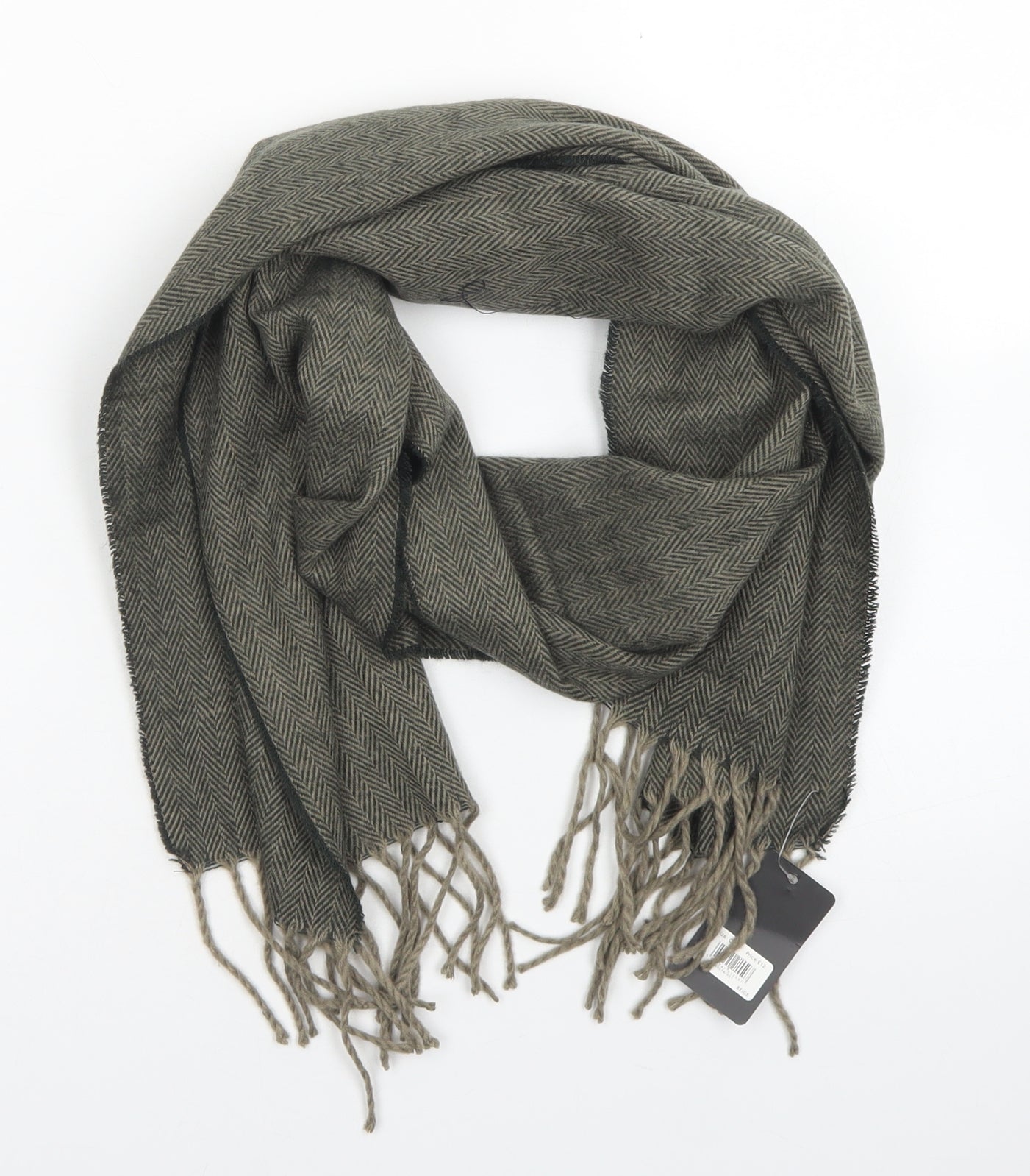 Greenwoods Mens Green Striped Acrylic Scarf One Size