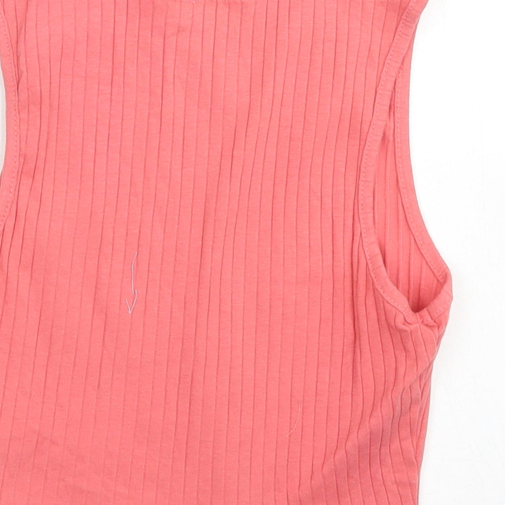 Shein Womens Pink Cotton Cropped Tank Size XS Crew Neck - Lettuce Edging