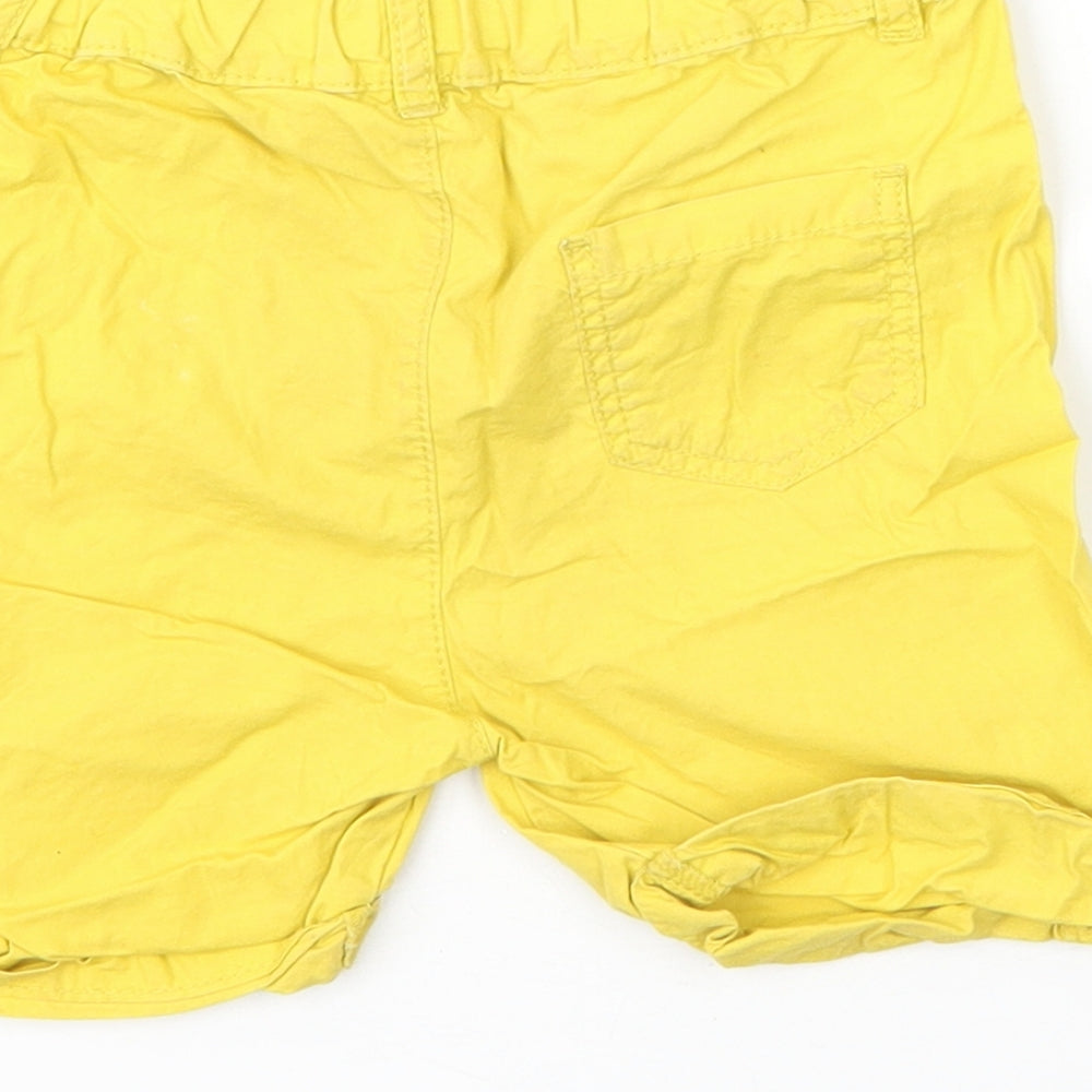 M&S Baby Yellow Cotton Capri Trousers Size 12 Months Button