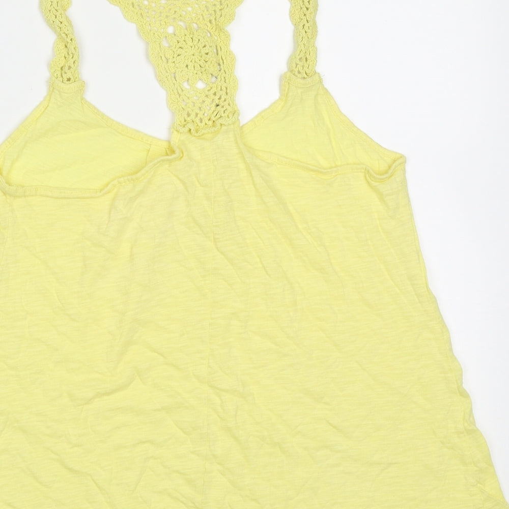 NEXT Womens Yellow Cotton Basic Tank Size 12 Round Neck