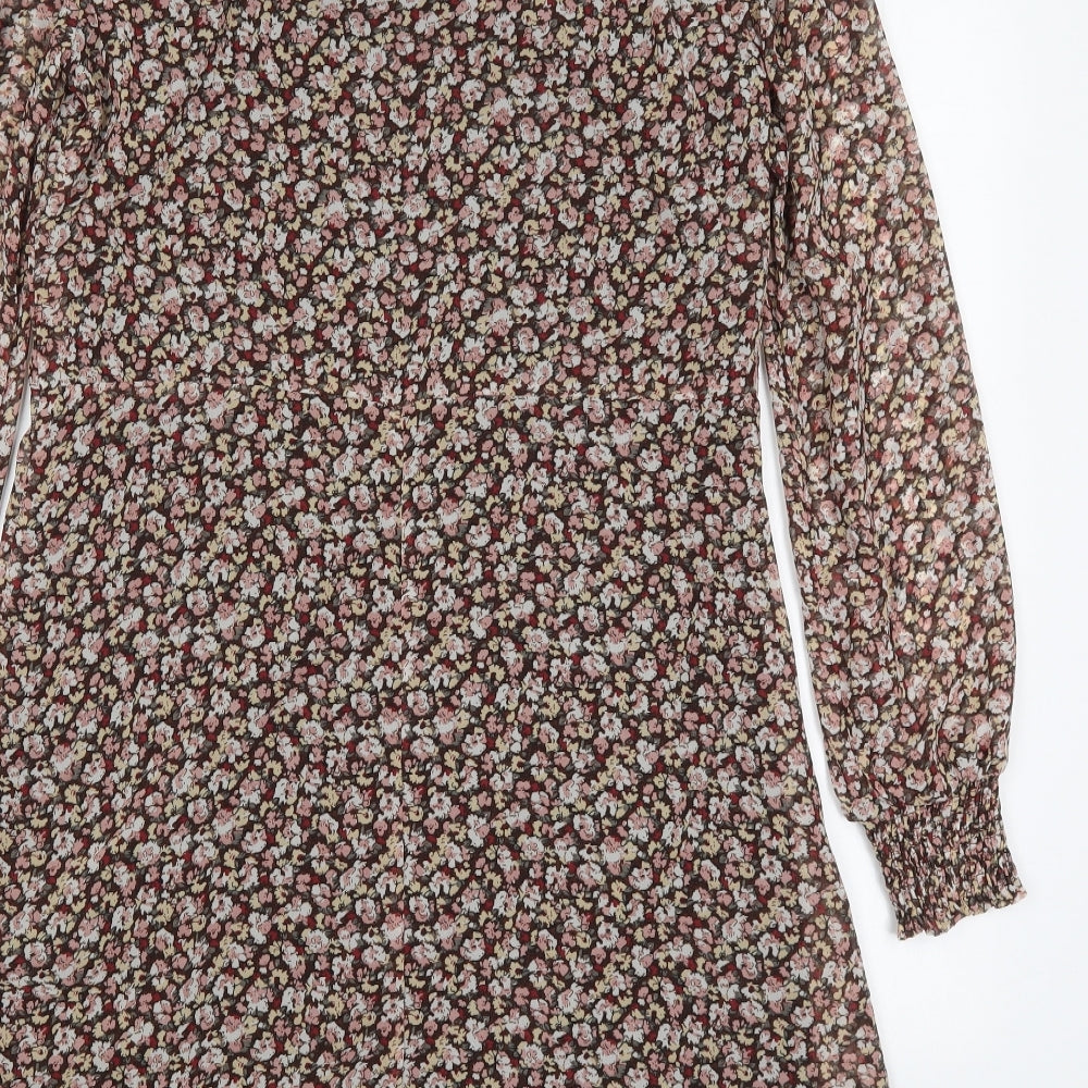 Villa Womens Multicoloured Floral Polyester A-Line Size 8 V-Neck Pullover