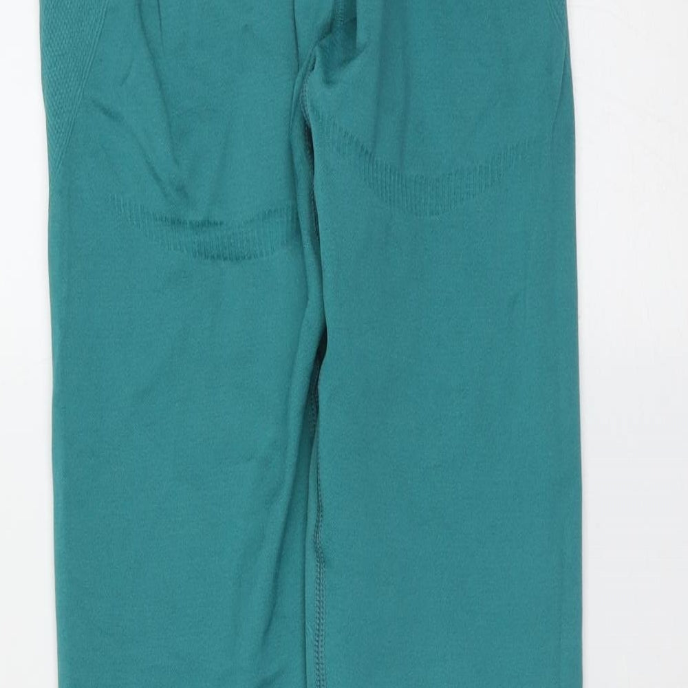 Preworn Womens Green Polyester Blend Cropped Leggings Size 24 in L23 in Extra-Slim