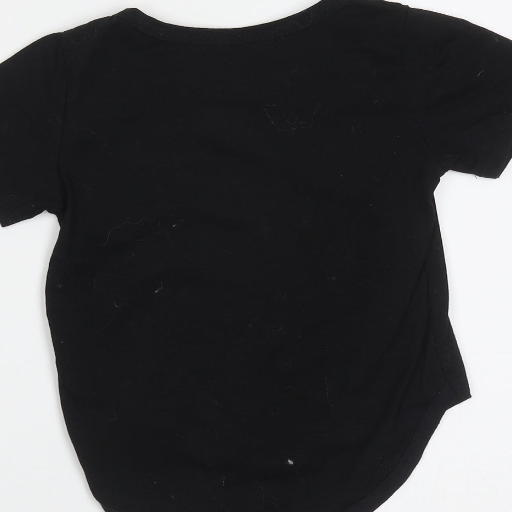 Vogue Fashion Girls Black Cotton Blend Basic T-Shirt Size 12 Months Round Neck - Triangle