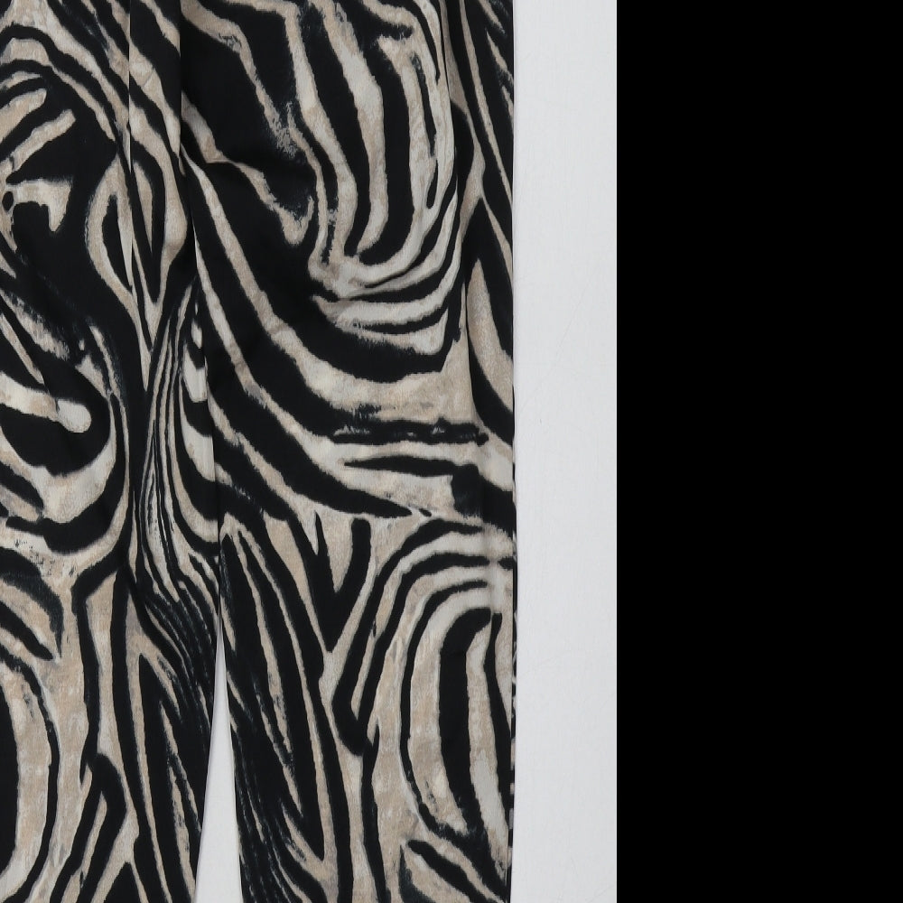 Preworn Womens Beige Animal Print Polyester Trousers Size 8 L30 in Regular Tie