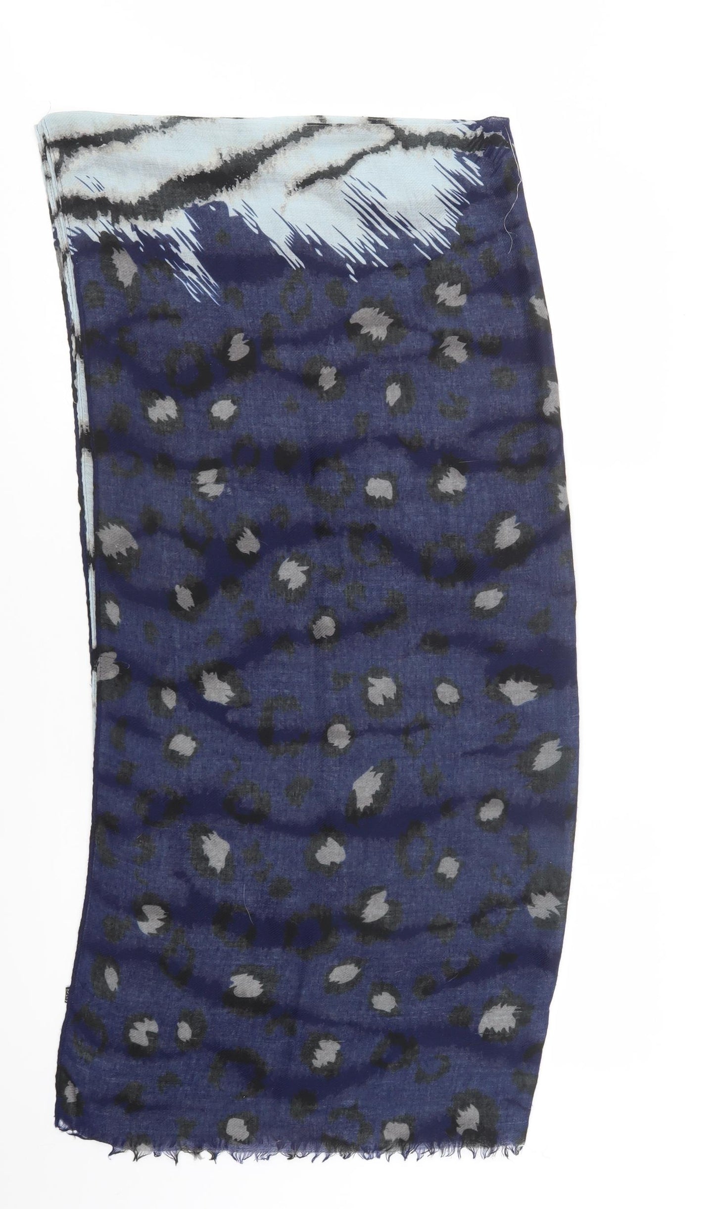 Preworn Womens Blue Animal Print Viscose Shawl/Wrap
