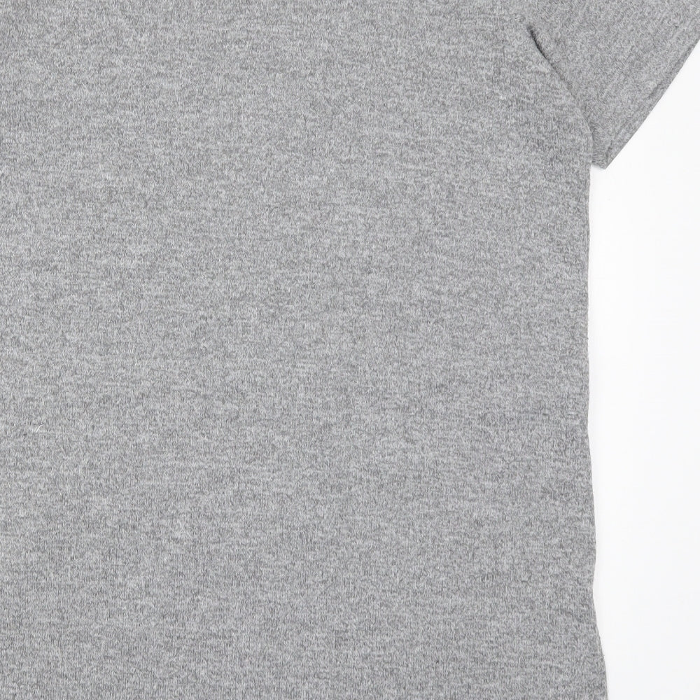River Island Womens Grey Geometric Viscose Basic T-Shirt Size 10 Round Neck