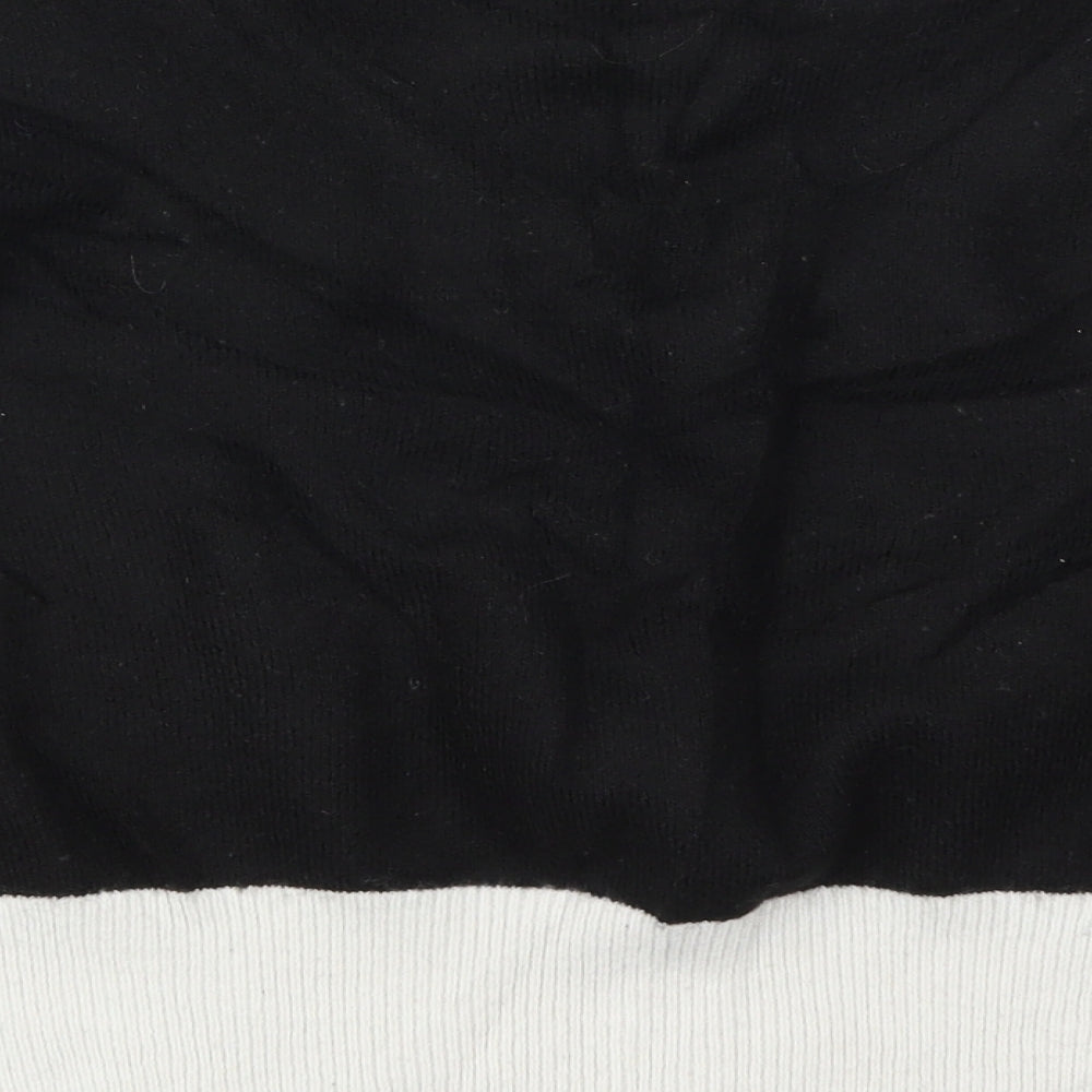 H&M Womens Black Round Neck Acrylic Pullover Jumper Size M - Black and White