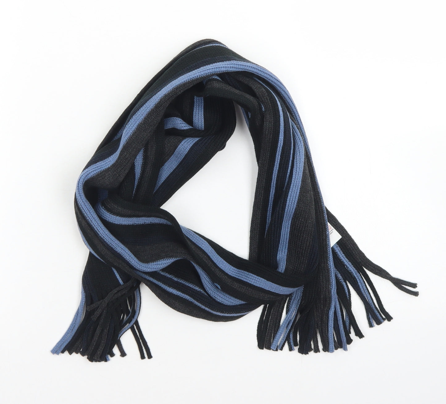 Nutmeg Mens Blue Striped Acrylic Scarf One Size