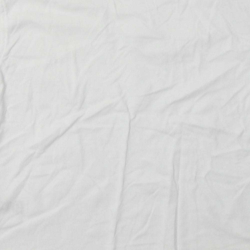 Marks and Spencer Girls White Cotton Basic T-Shirt Size 8-9 Years Crew Neck Pullover