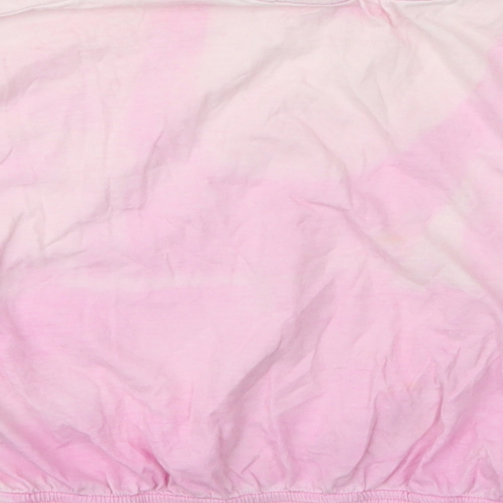 NEXT Girls Pink Cotton Basic T-Shirt Size 6 Years Round Neck - Tie Dye Pattern
