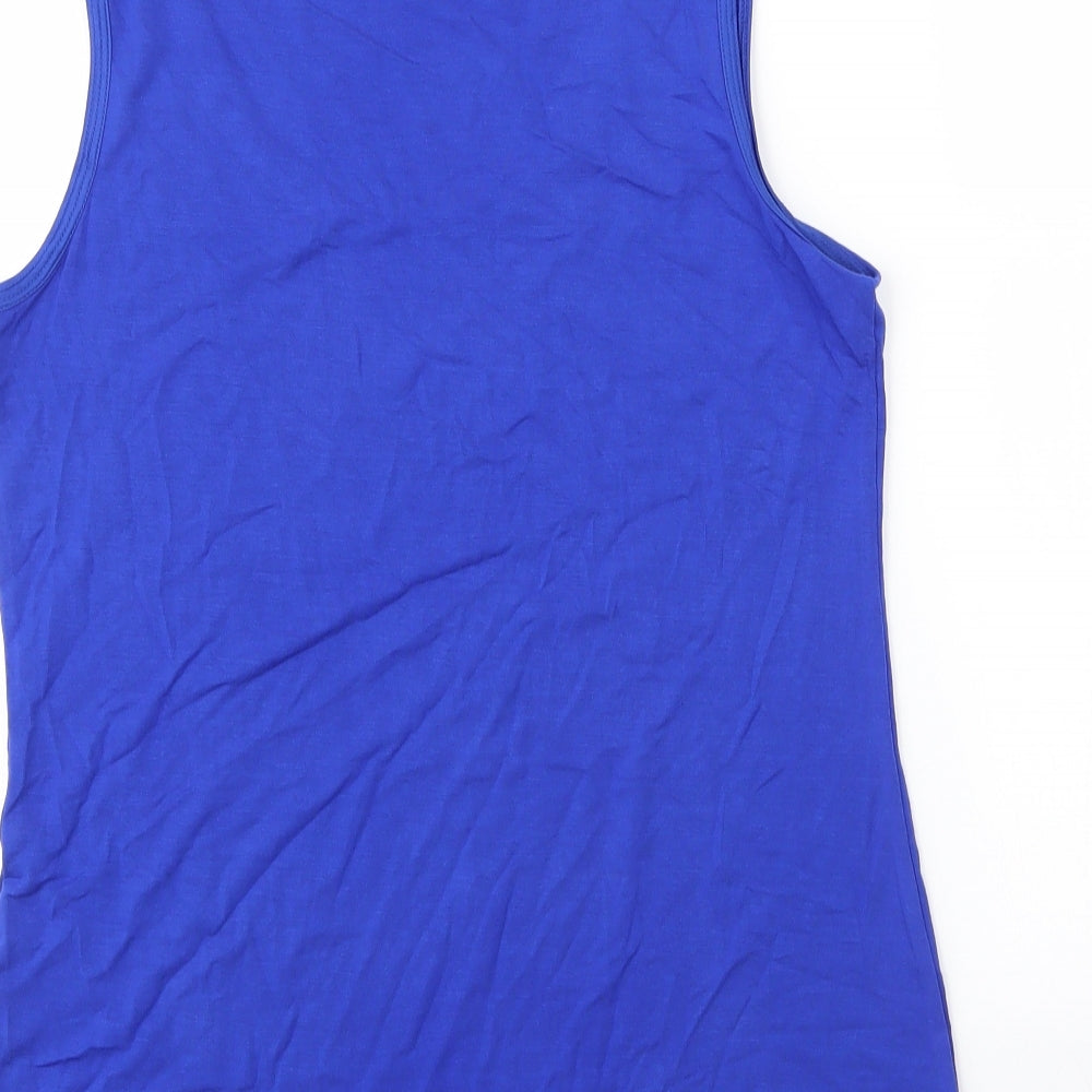 Oasis Womens Blue Viscose Basic Blouse Size M Round Neck