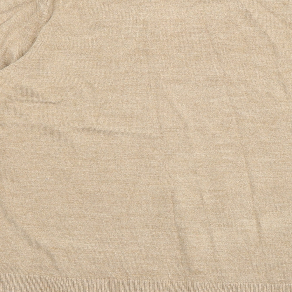 Marks and Spencer Womens Beige V-Neck Acrylic Cardigan Jumper Size M
