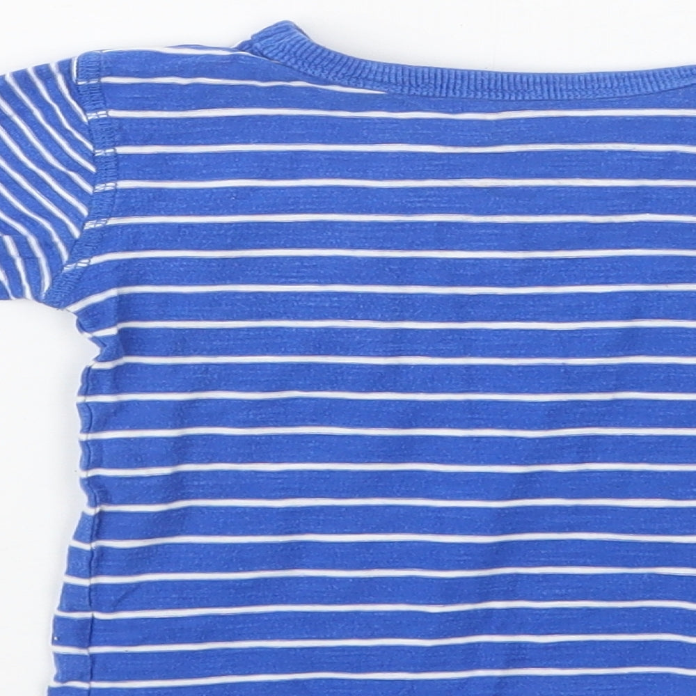 NEXT Baby Blue Striped Cotton Basic Blouse Size 9-12 Months Crew Neck