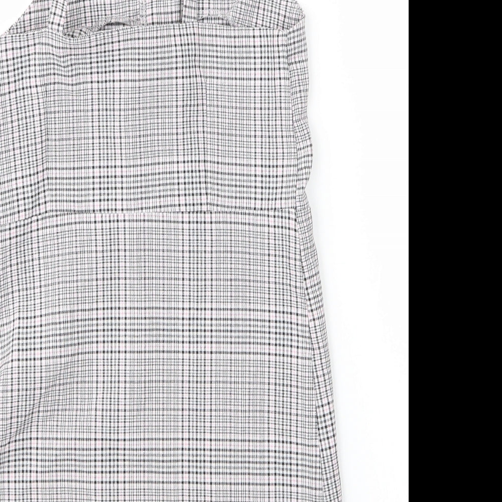 Primark Girls Pink Plaid Viscose A-Line Size 8 Years V-Neck