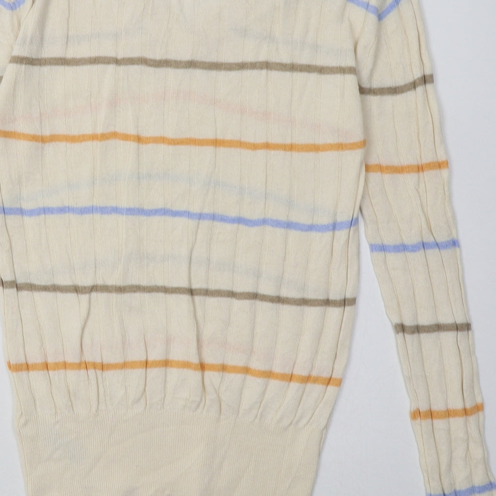 Marks and Spencer Womens Beige Striped Viscose Pullover Sweatshirt Size S Pullover