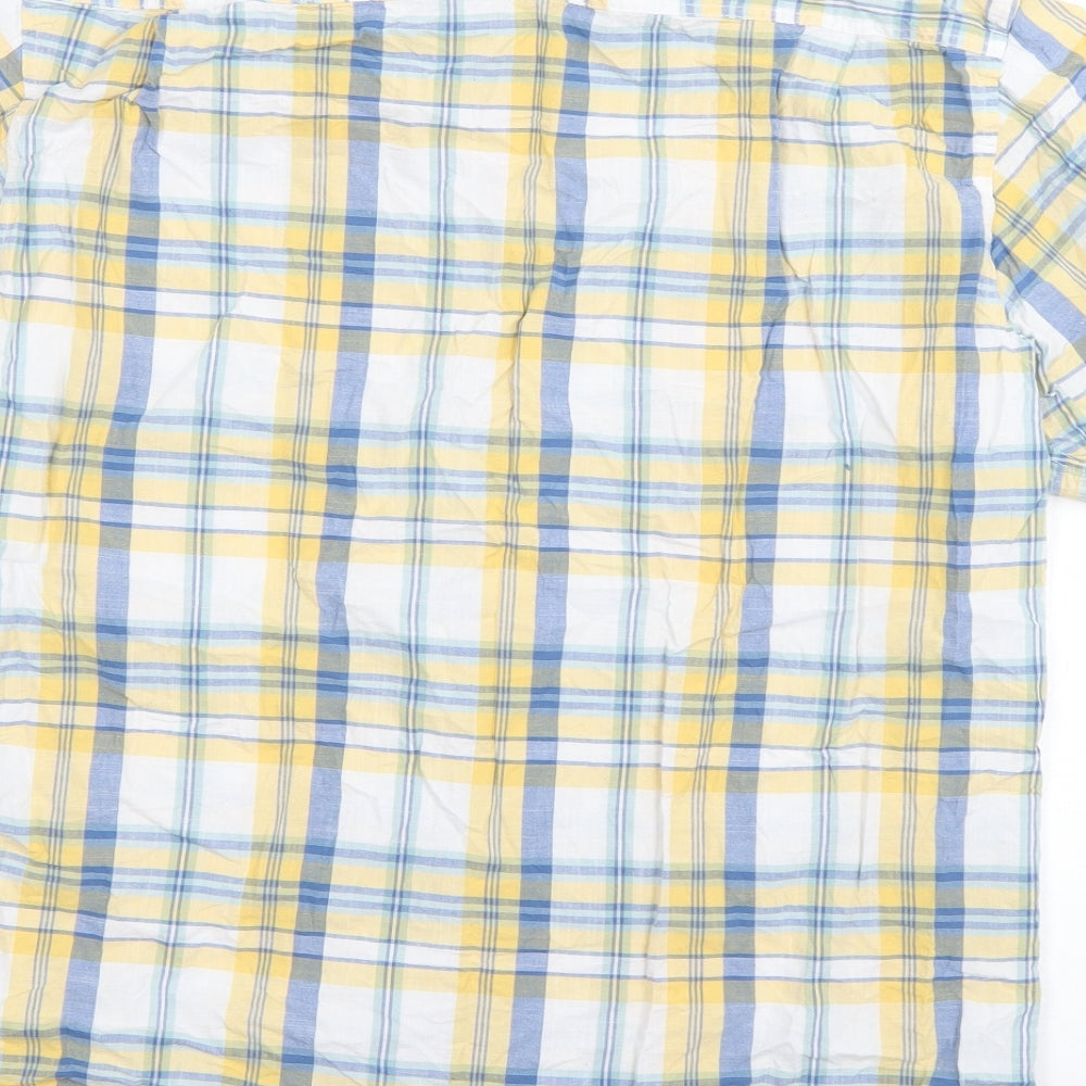 Lincoln Mens Yellow Plaid Cotton Button-Up Size M Collared Button