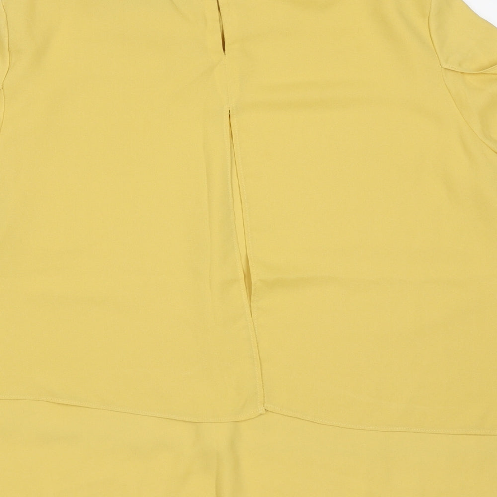 MNG Womens Yellow Polyester Basic Blouse Size M Round Neck