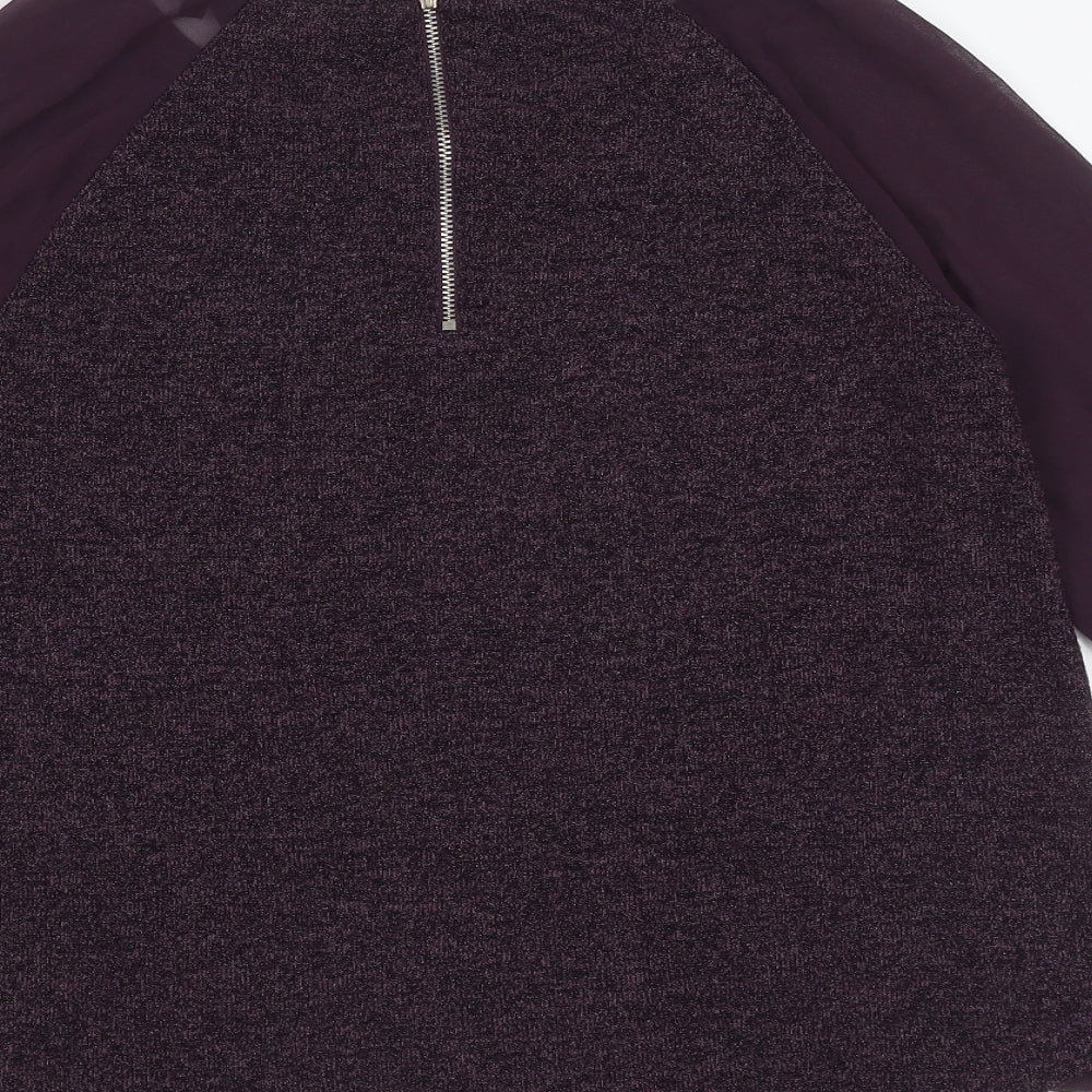New Look Womens Purple Round Neck Polyester Pullover Jumper Size 6