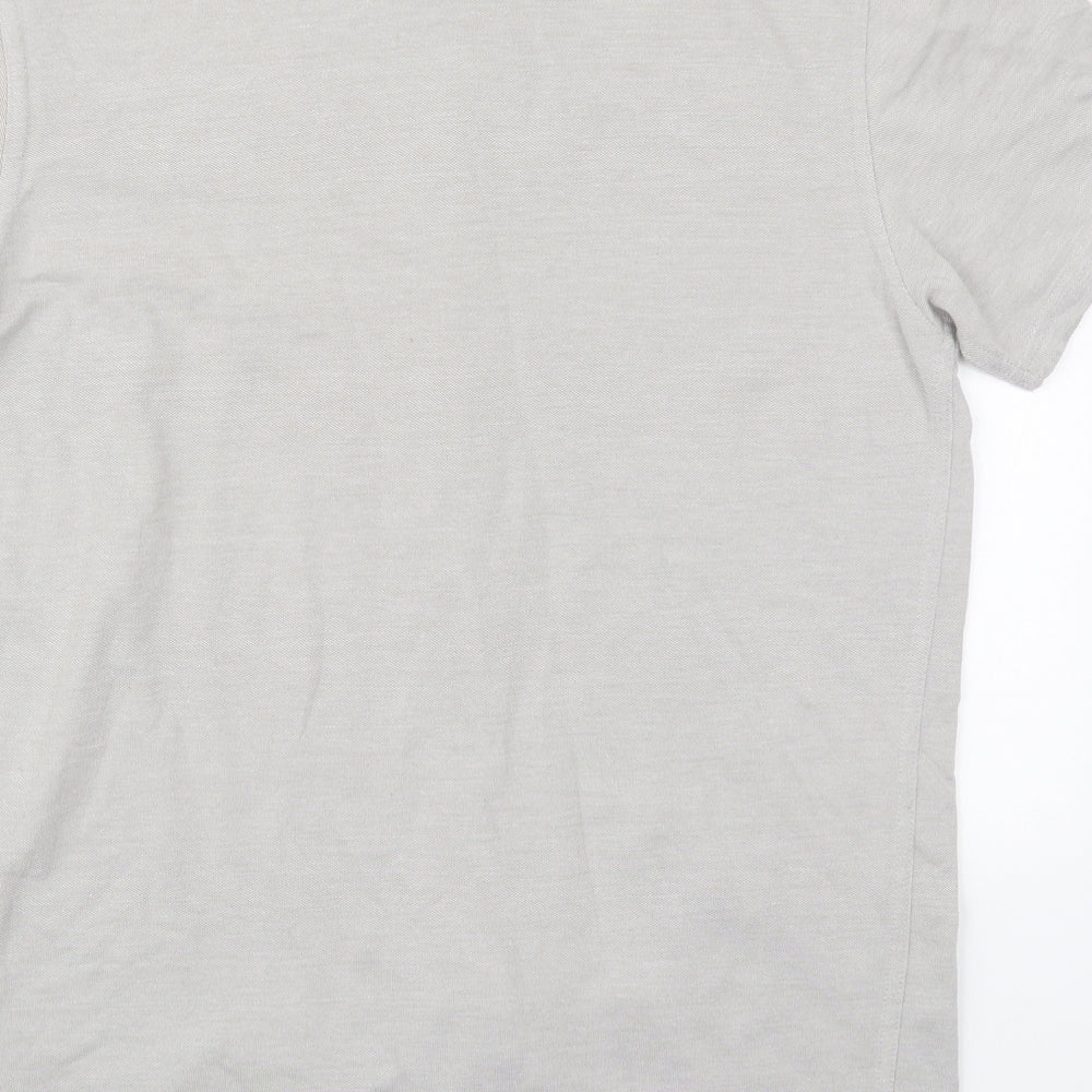Matalan Mens Grey Cotton Button-Up Size M Round Neck Button