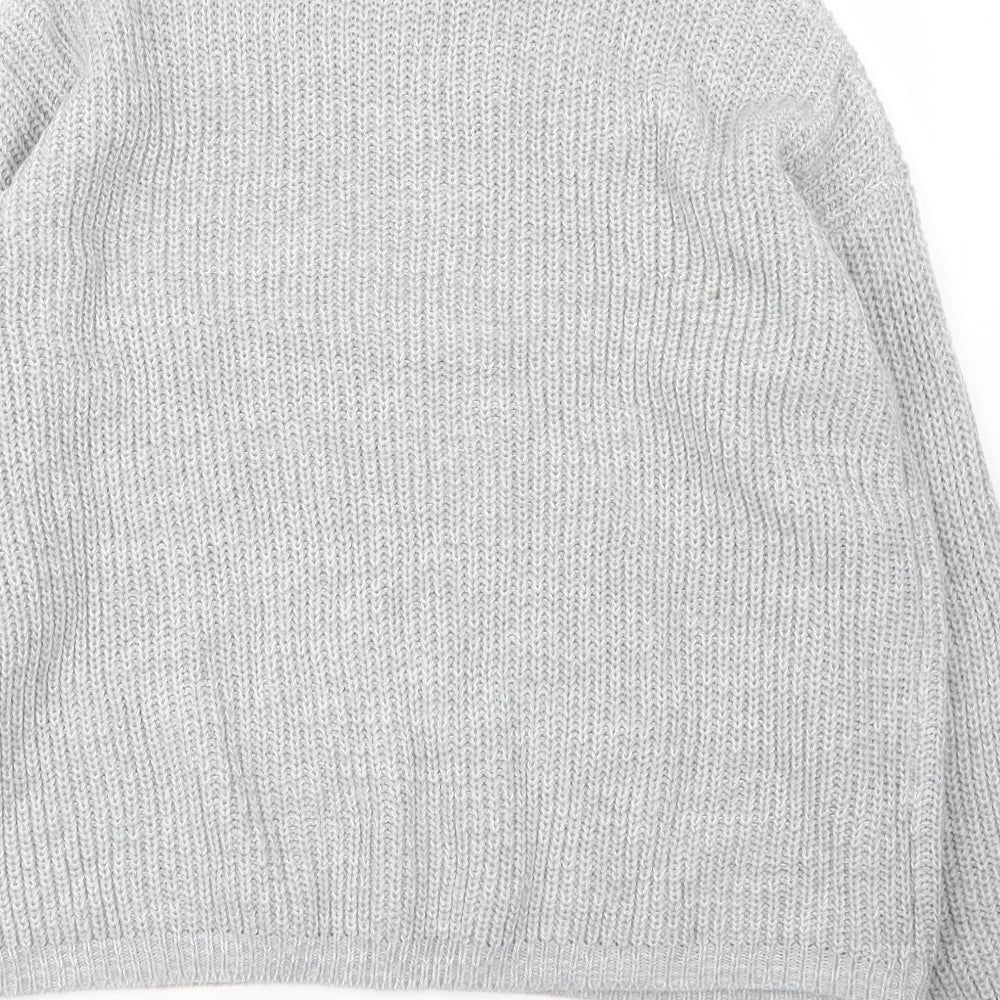 Peacocks Womens Grey Round Neck Acrylic Pullover Jumper Size L