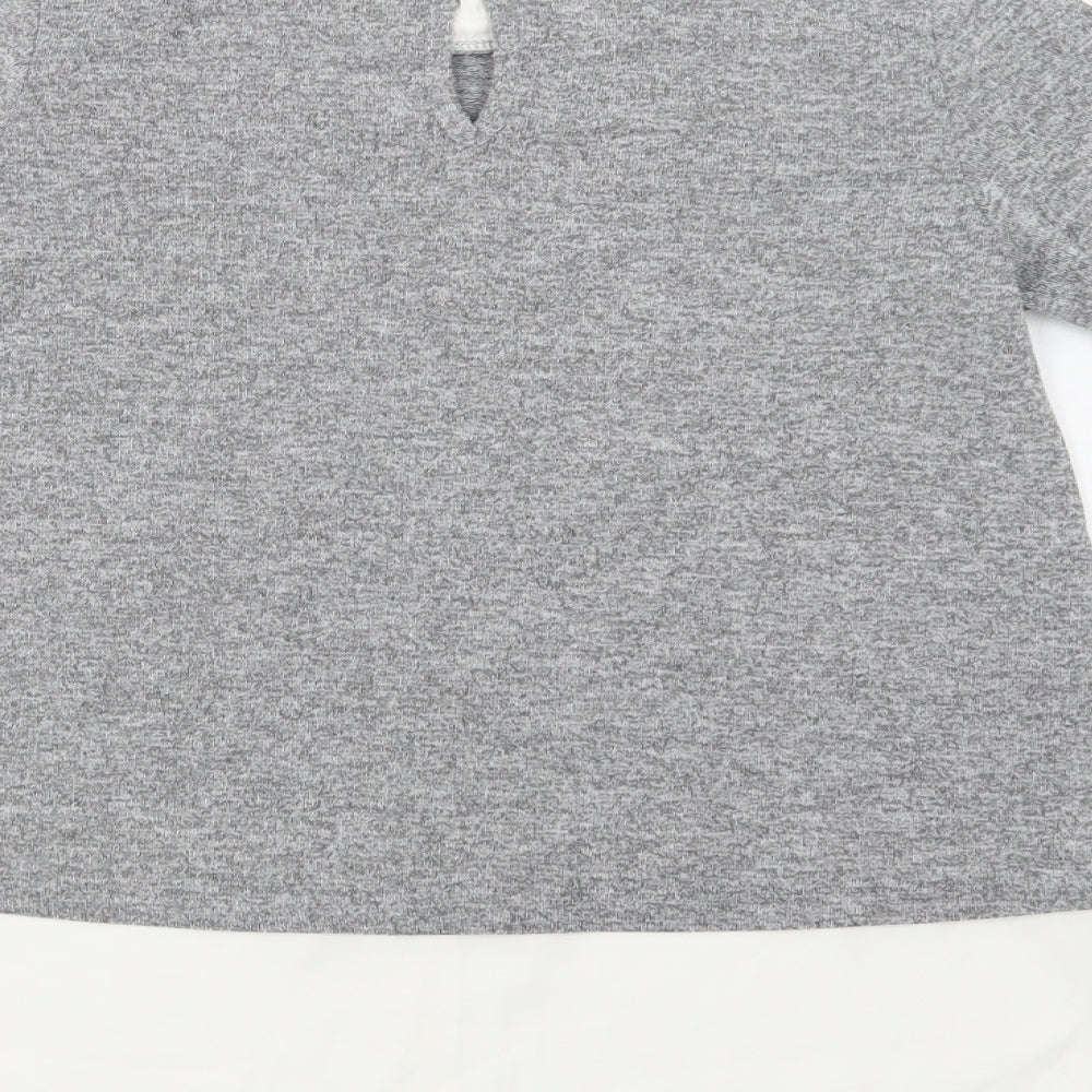 Dorothy Perkins Womens Grey Collared Polyester Pullover Jumper Size 6