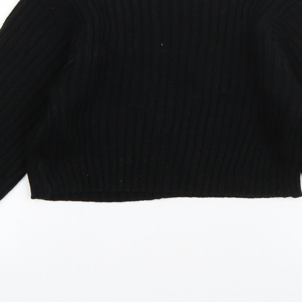 SheIn Womens Black V-Neck Acrylic Pullover Jumper Size M - Cropped