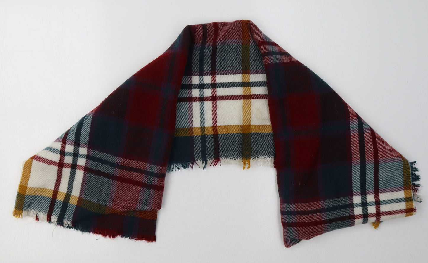 Preworn Womens Red Check Acrylic Scarf