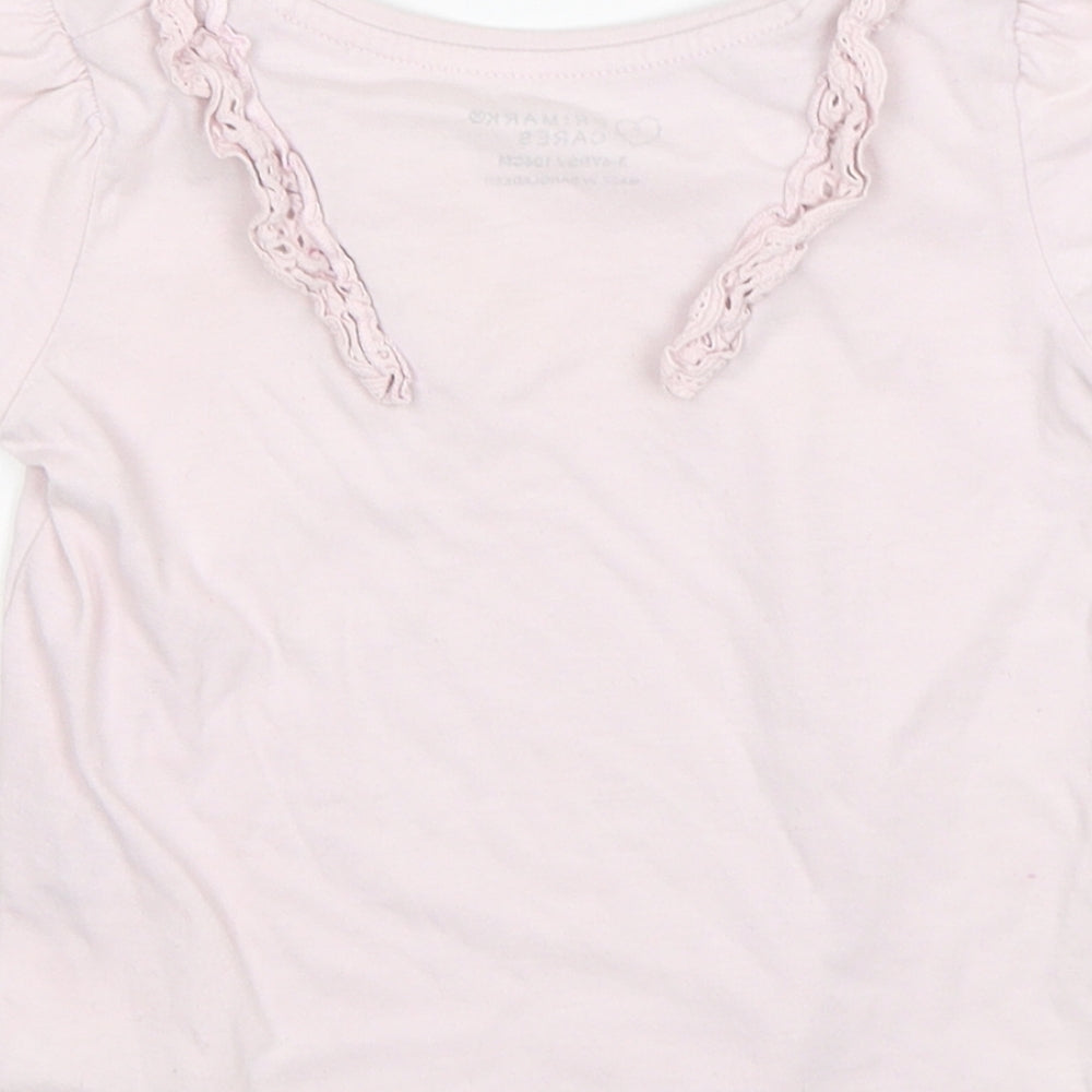 Primark Girls Pink Cotton Basic T-Shirt Size 3-4 Years Round Neck