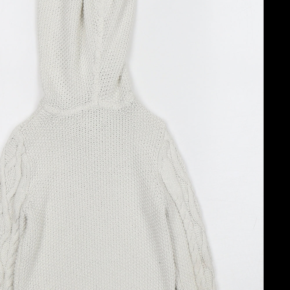 Aspen Girls White Cotton Pullover Hoodie Size 3 Years