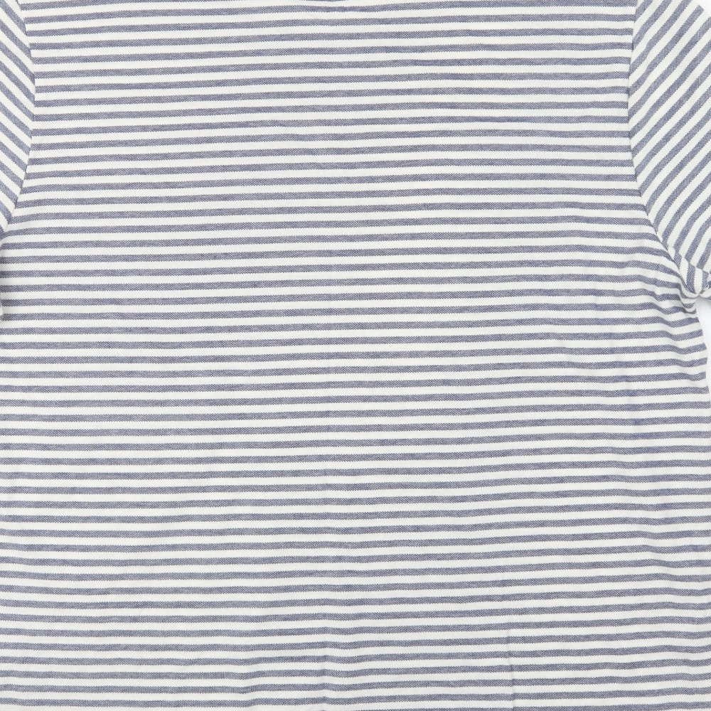 George Mens Blue Striped Cotton T-Shirt Size XL Crew Neck