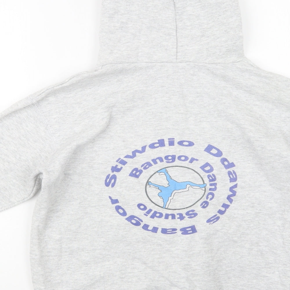Fruit of the Loom Girls Grey Cotton Pullover Hoodie Size 9-10 Years - Dance