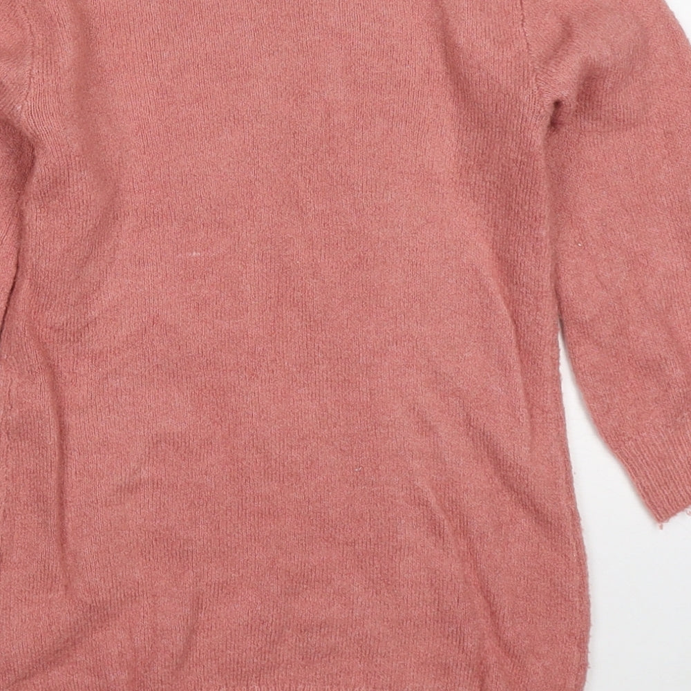 H&M Girls Pink Round Neck Polka Dot Acrylic Pullover Jumper Size 4-5 Years Pullover