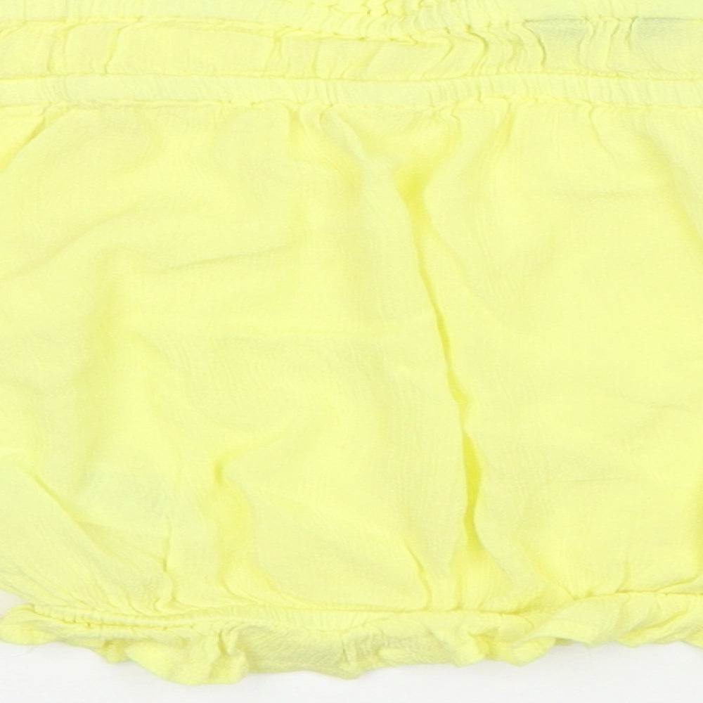 New Look Womens Yellow Viscose Cropped Blouse Size 10 Boat Neck