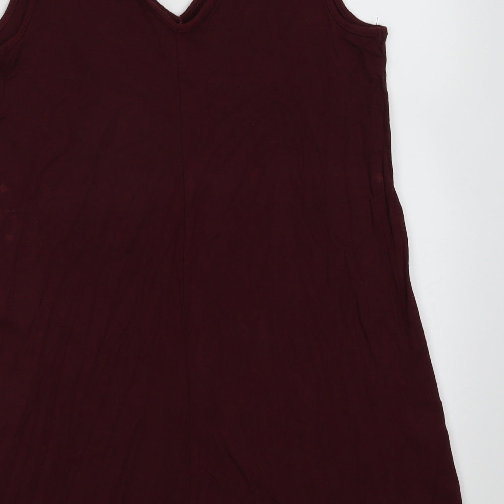 Halston Womens Red Modal Basic Tank Size XS V-Neck