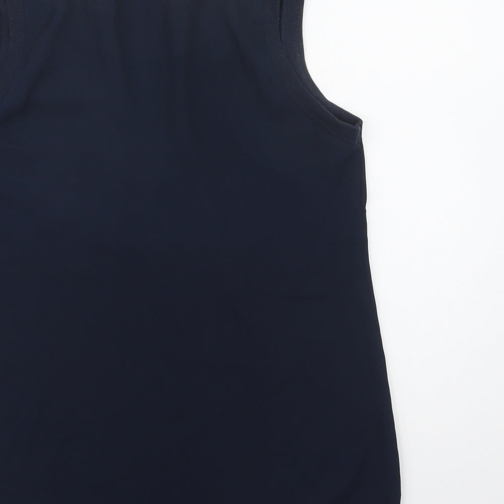 Papaya Womens Blue Polyester Basic Tank Size 10 Round Neck