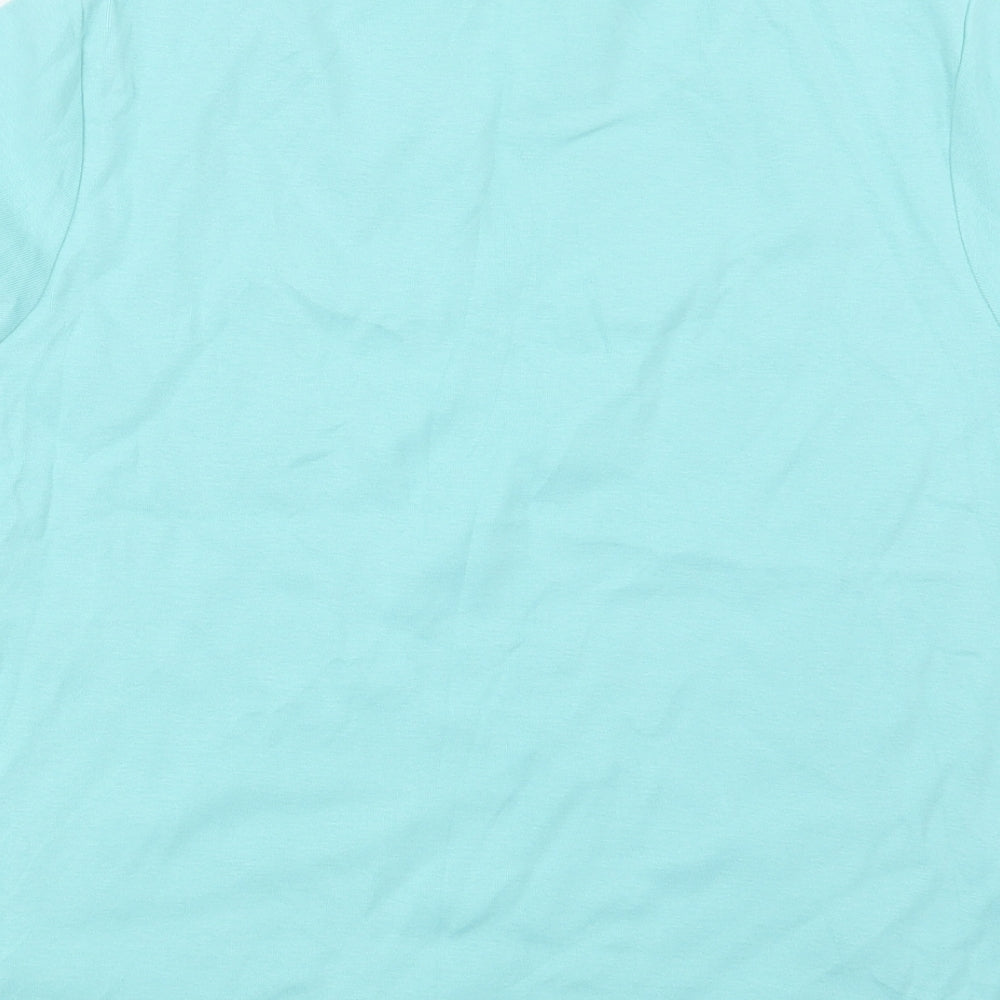 M&S Womens Green Cotton Basic T-Shirt Size 16 Crew Neck