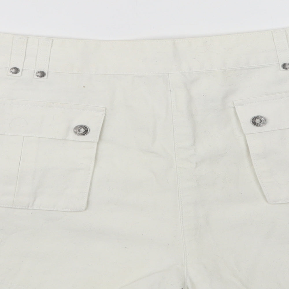 F&F Womens White Cotton Chino Shorts Size 18 L4 in Regular Snap
