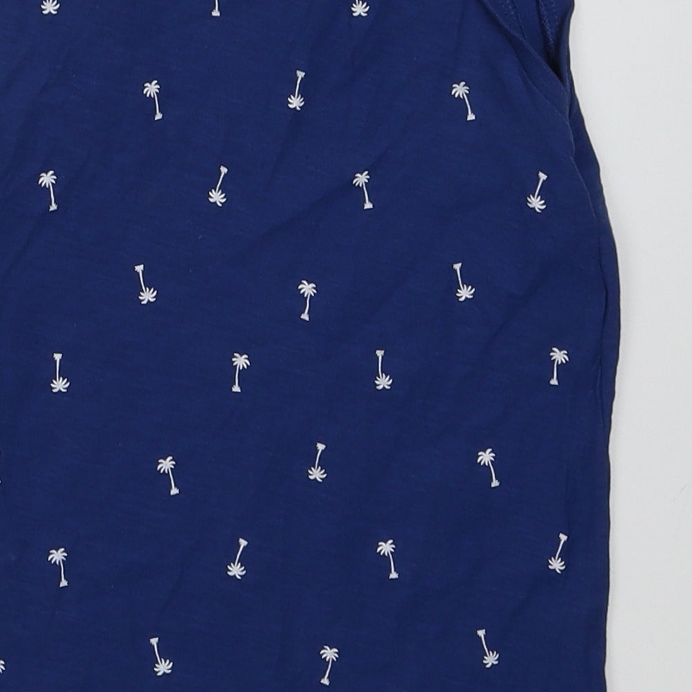 Matalan Boys Blue Geometric Cotton Basic Tank Size 5-6 Years Crew Neck Pullover - Palm Tree Print