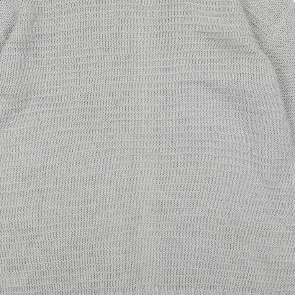 H&M Womens Grey V-Neck Acrylic Cardigan Jumper Size S