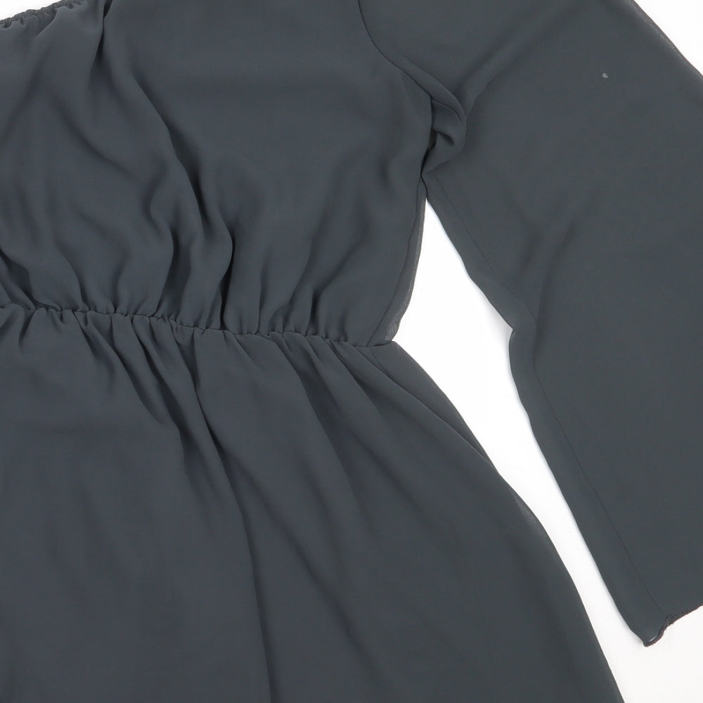 Tsega Womens Green Polyester Basic Blouse Size 12 One Shoulder