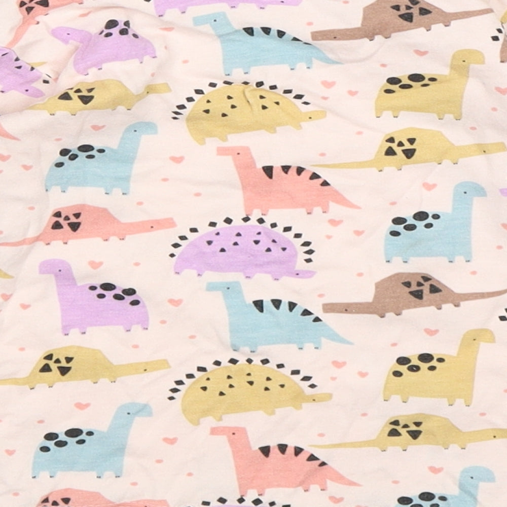 George Girls Pink Cotton Basic T-Shirt Size 18-24 Months Round Neck - Dinosaur Print