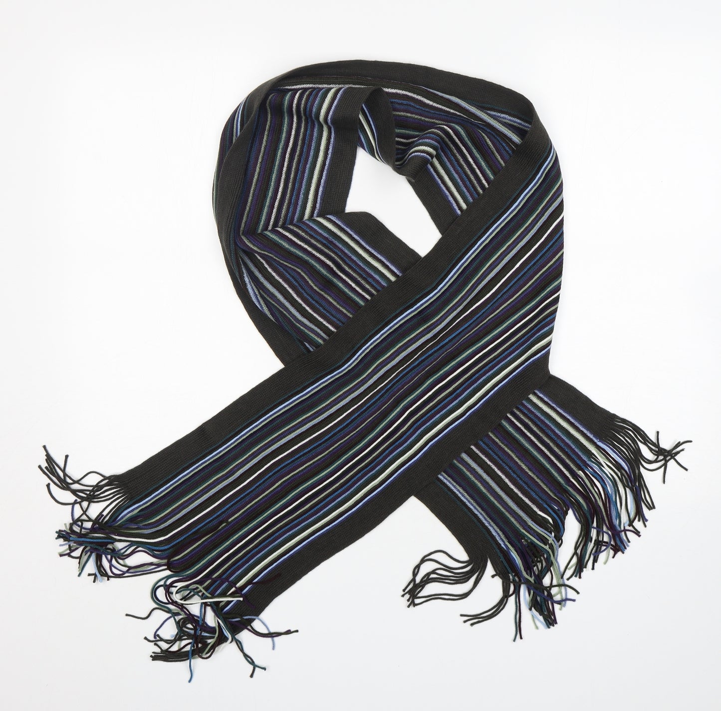 Preworn Mens Multicoloured Striped Scarf Size Regular