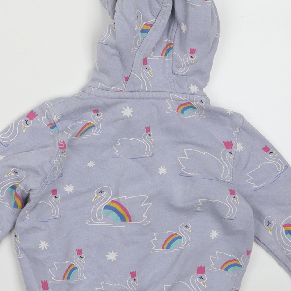 Marks and Spencer Girls Pink Geometric Cotton Full Zip Hoodie Size 2-3 Years Zip - Swan Print