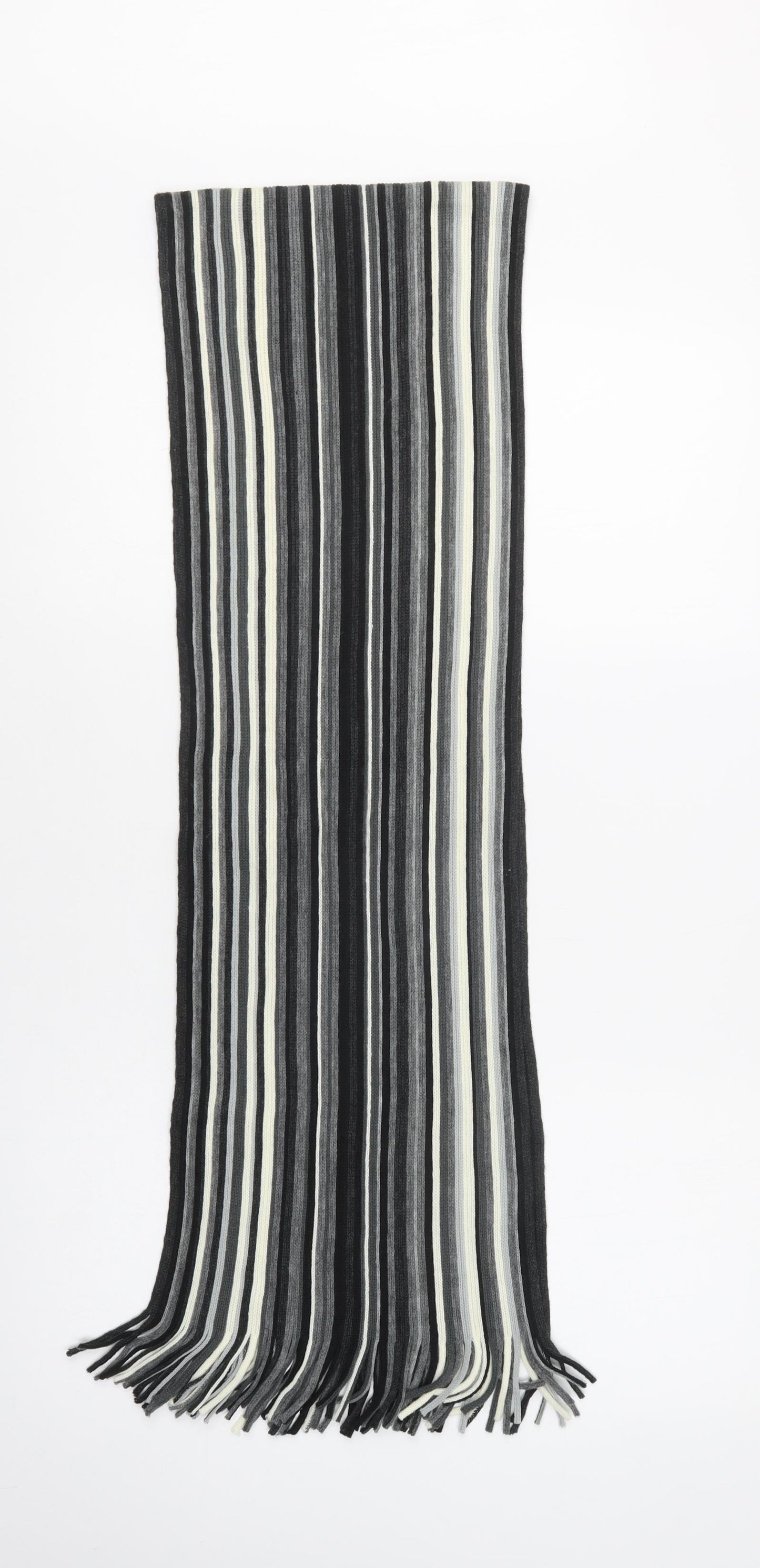 Atlantic Bay Mens Grey Striped Acrylic Scarf One Size