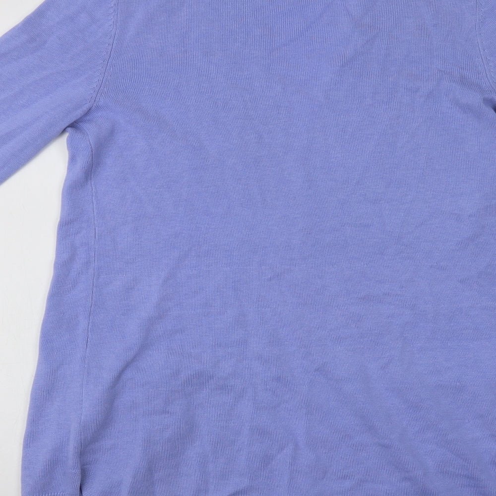 Isaac Mizrahi Womens Purple V-Neck Cotton Cardigan Jumper Size XS