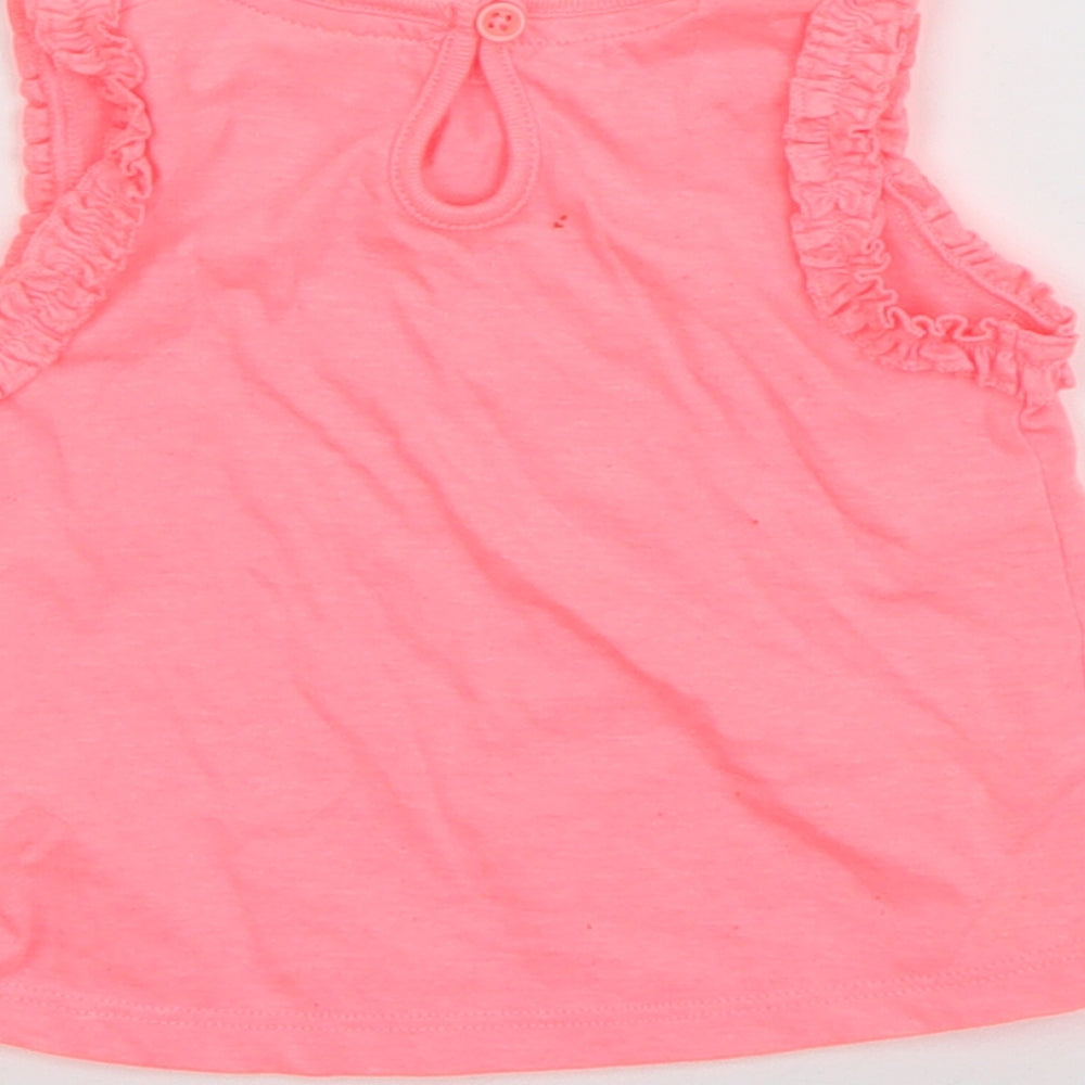 F&F Girls Pink Cotton Basic Tank Size 3-6 Months Round Neck Pullover - Pineapple